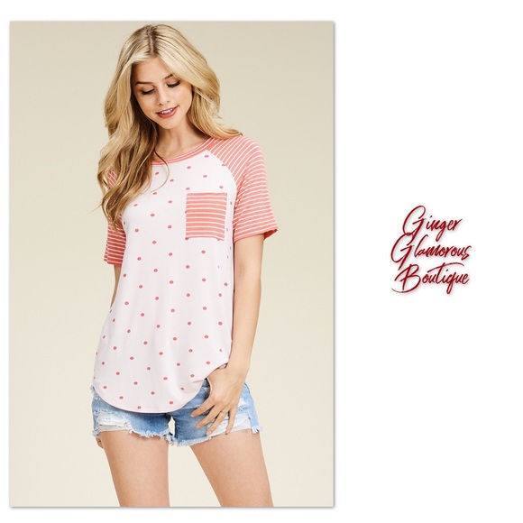 tops last one polka dots stripes poshmark polka dot and stripes